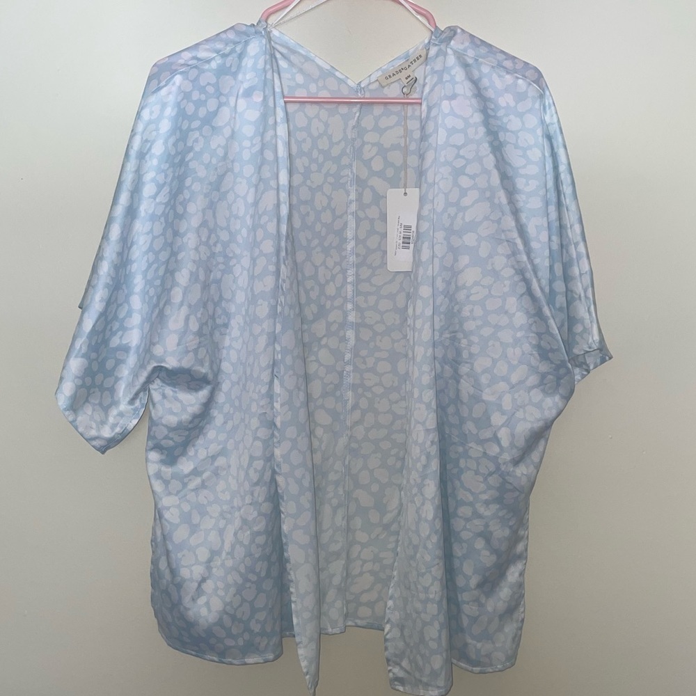 NWT Grade & Gather Leopard Sky Kimono Jacket S/M